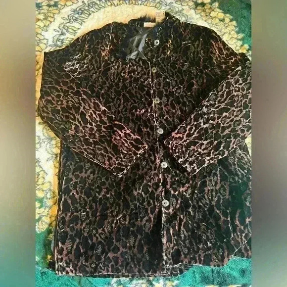Women’s Vintage  White Stag Leopard Print Jacket with Faux Fur Trim Size M - Picture 1 of 6